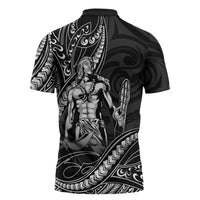 Filipinos Lapu Lapu Hero Zipper Polo Shirt Black Polynesian Tribal Tattoo LT05 - Polynesian Pride