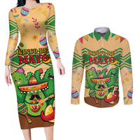 Personalised Hawaii Cinco De Mayo Couples Matching Long Sleeve Bodycon Dress and Long Sleeve Button Shirt Funny Style LT05 Brown - Polynesian Pride