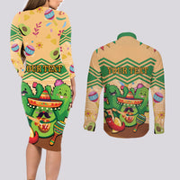 Personalised Hawaii Cinco De Mayo Couples Matching Long Sleeve Bodycon Dress and Long Sleeve Button Shirt Funny Style LT05 - Polynesian Pride