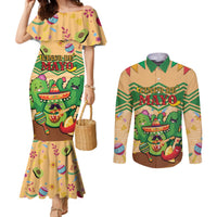 Personalised Hawaii Cinco De Mayo Couples Matching Mermaid Dress and Long Sleeve Button Shirt Funny Style LT05 Brown - Polynesian Pride