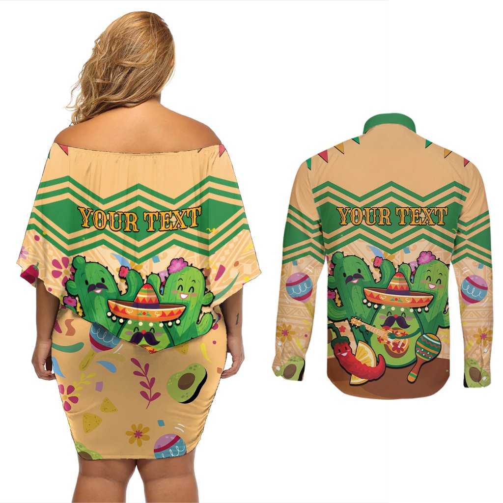 Personalised Hawaii Cinco De Mayo Couples Matching Off Shoulder Short Dress and Long Sleeve Button Shirt Funny Style LT05 - Polynesian Pride