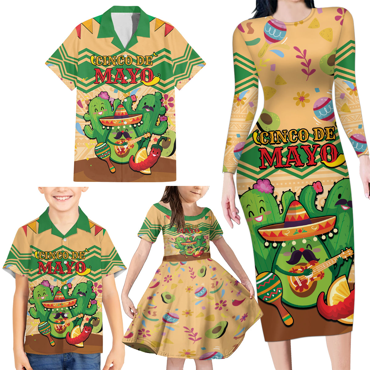 Personalised Hawaii Cinco De Mayo Family Matching Long Sleeve Bodycon Dress and Hawaiian Shirt Funny Style LT05 - Polynesian Pride