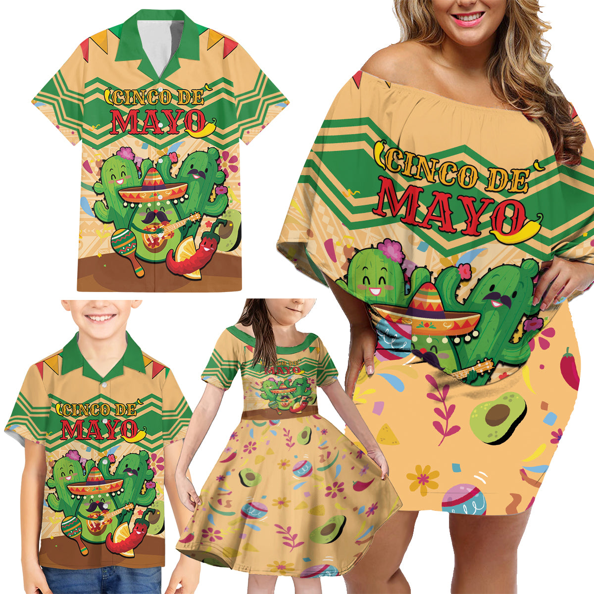 Personalised Hawaii Cinco De Mayo Family Matching Off Shoulder Short Dress and Hawaiian Shirt Funny Style LT05 - Polynesian Pride