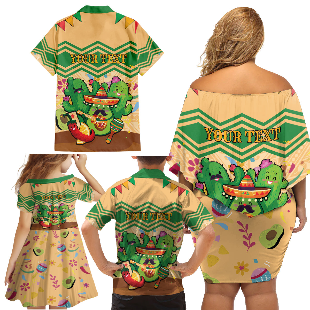 Personalised Hawaii Cinco De Mayo Family Matching Off Shoulder Short Dress and Hawaiian Shirt Funny Style LT05 - Polynesian Pride