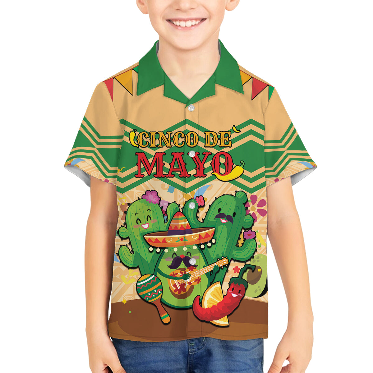 Personalised Hawaii Cinco De Mayo Family Matching Puletasi and Hawaiian Shirt Funny Style LT05 Son's Shirt Brown - Polynesian Pride