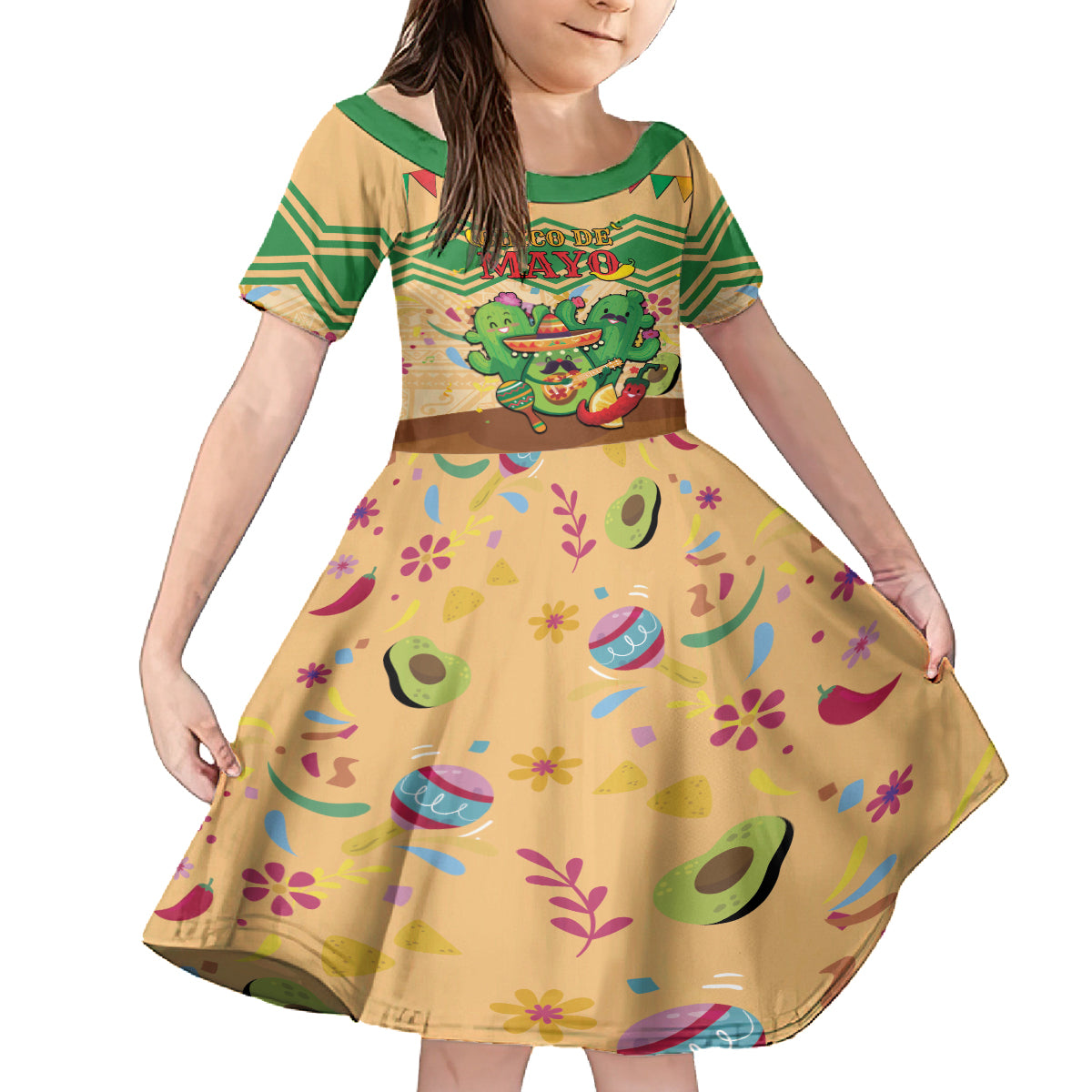 Personalised Hawaii Cinco De Mayo Kid Short Sleeve Dress Funny Style LT05 KID Brown - Polynesian Pride