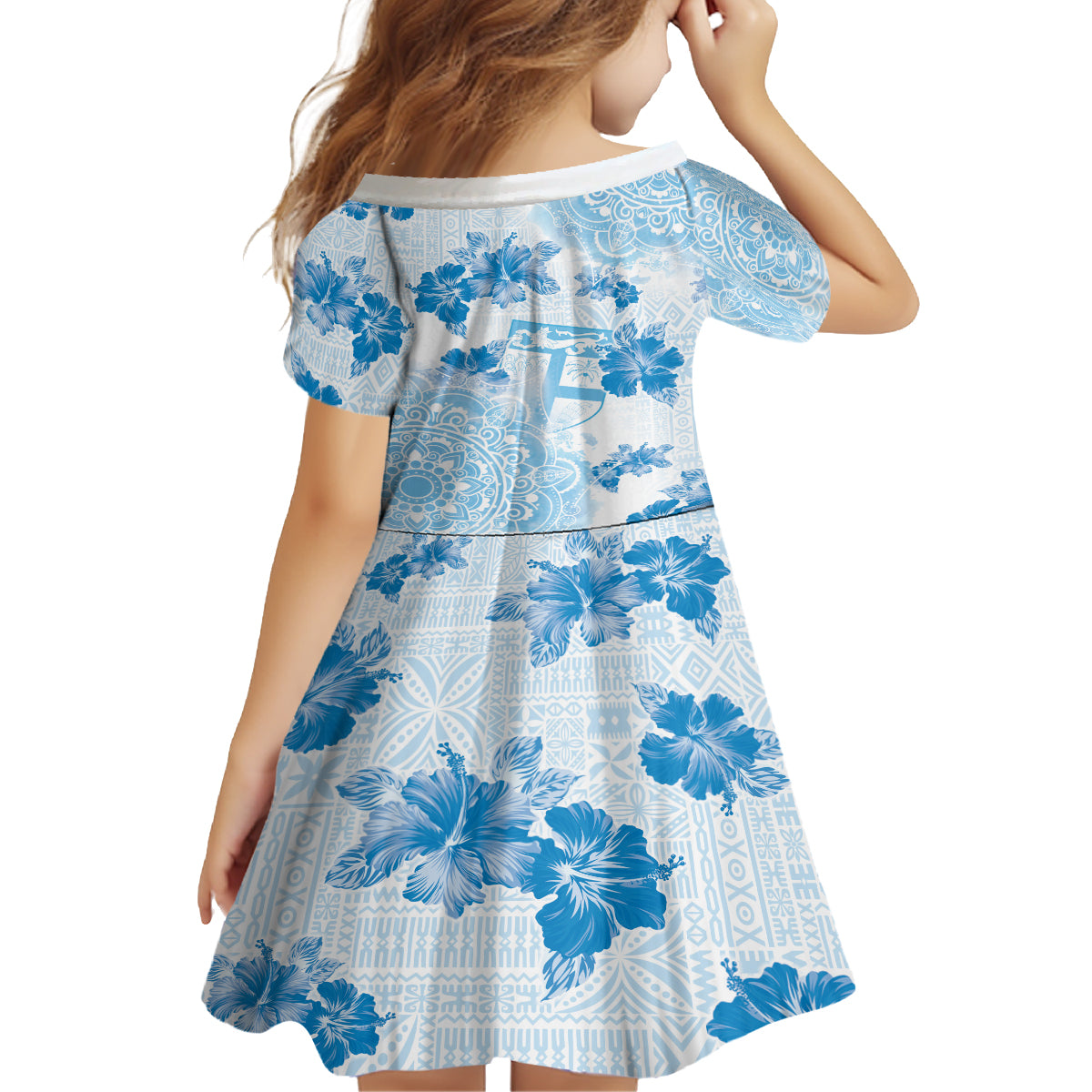 Happy Fiji Girmit Day Kid Short Sleeve Dress Fijian Tapa With Mandala Pattern