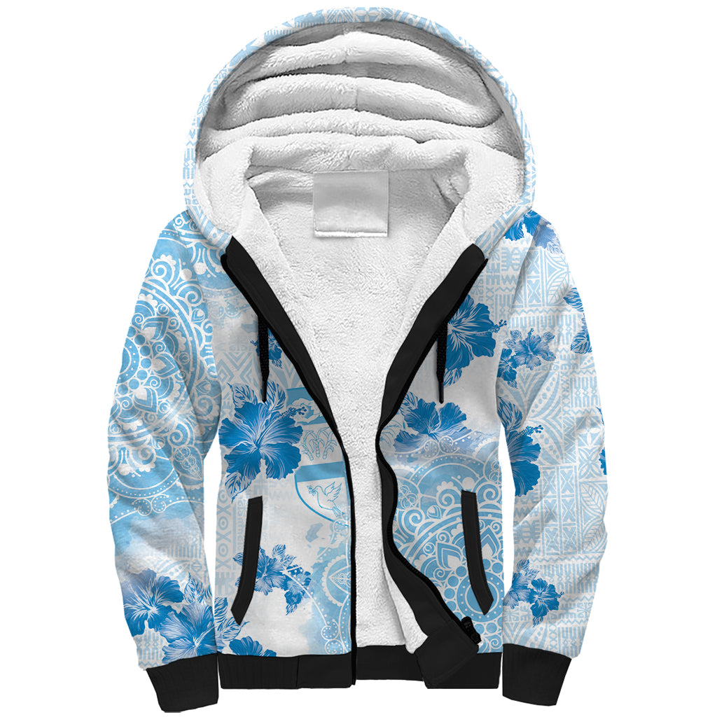 Happy Fiji Girmit Day Sherpa Hoodie Fijian Tapa With Mandala Pattern