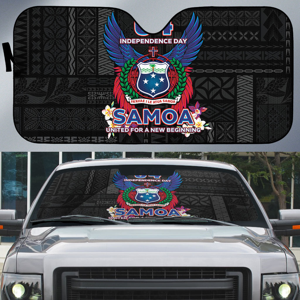 Samoa 64th Independence Anniversary Auto Sun Shade LT05 Black - Polynesian Pride