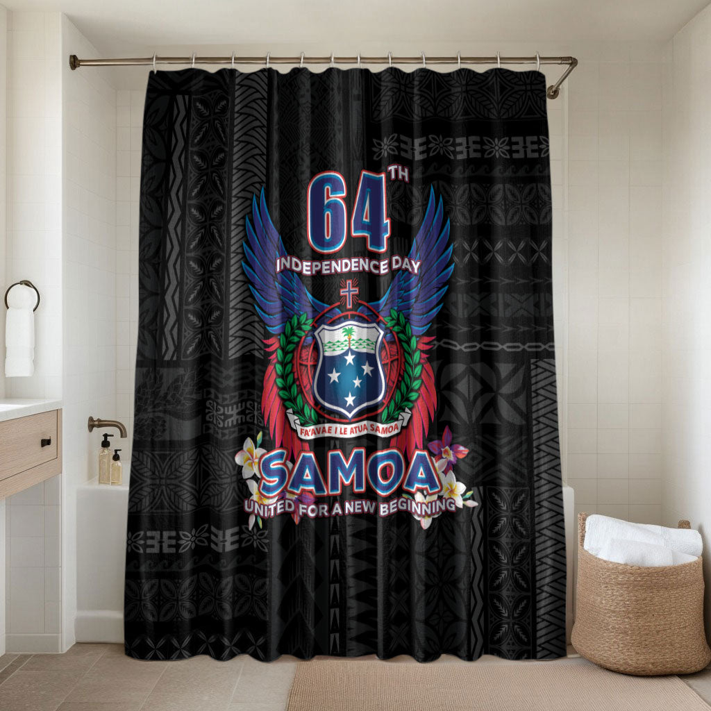 Samoa 64th Independence Anniversary Bathroom Set LT05 Shower Curtain Only Black - Polynesian Pride