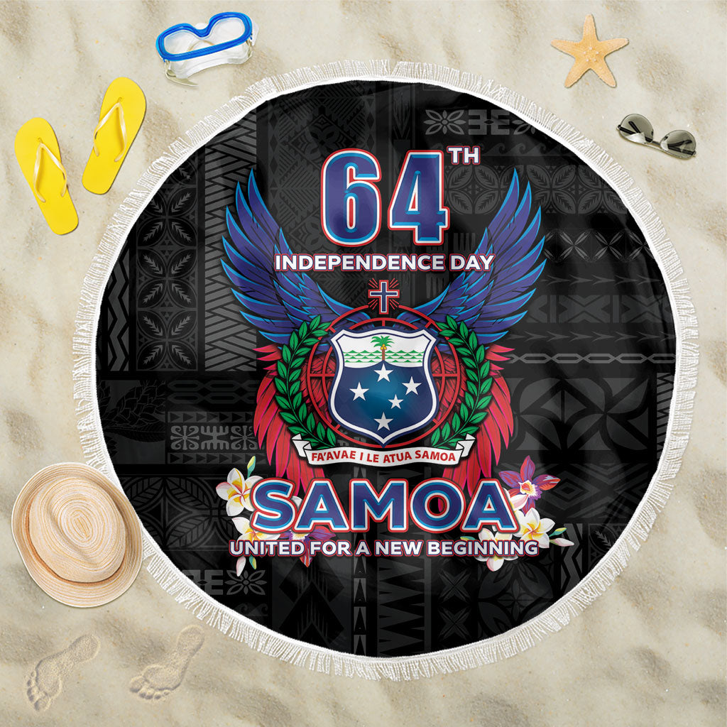 Samoa 64th Independence Anniversary Beach Blanket LT05 One Size 150cm Black - Polynesian Pride
