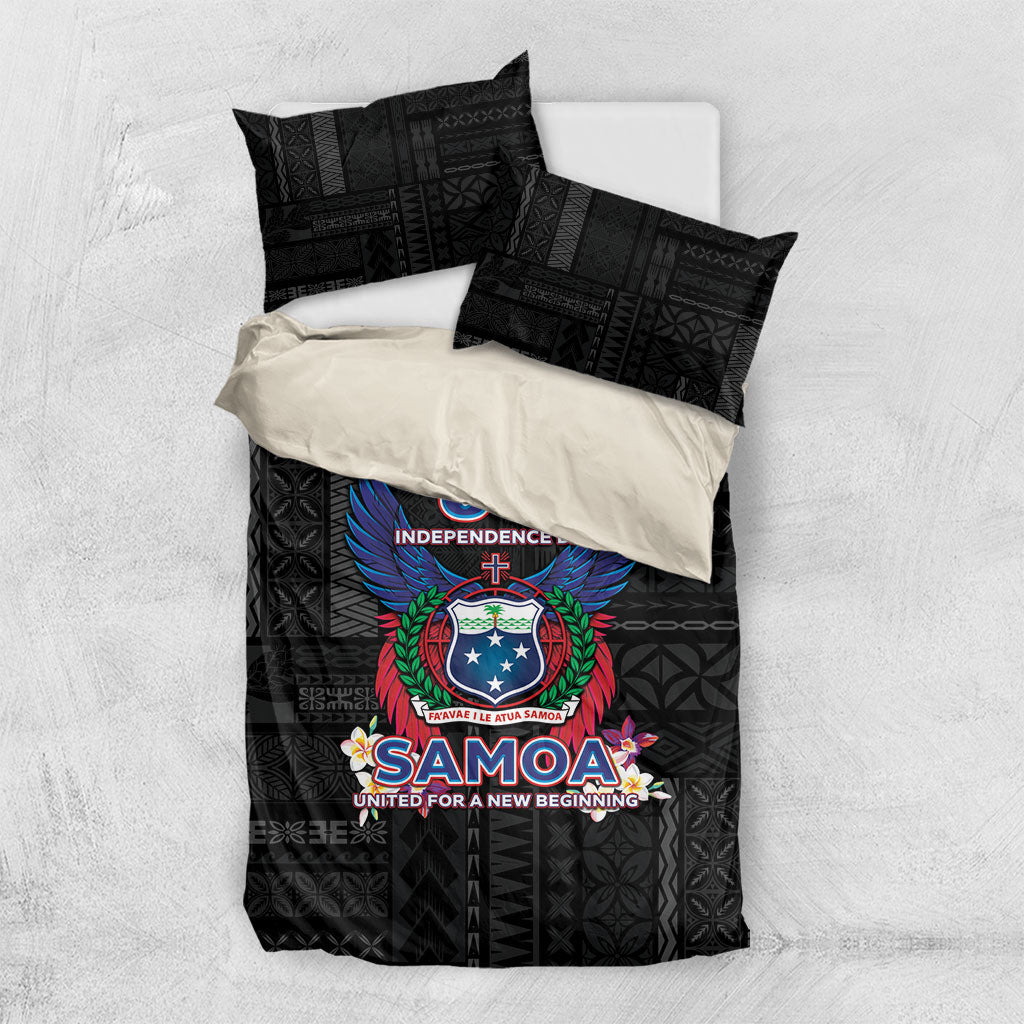 Samoa 64th Independence Anniversary Bedding Set LT05 US Twin 172cm x 218cm Black - Polynesian Pride