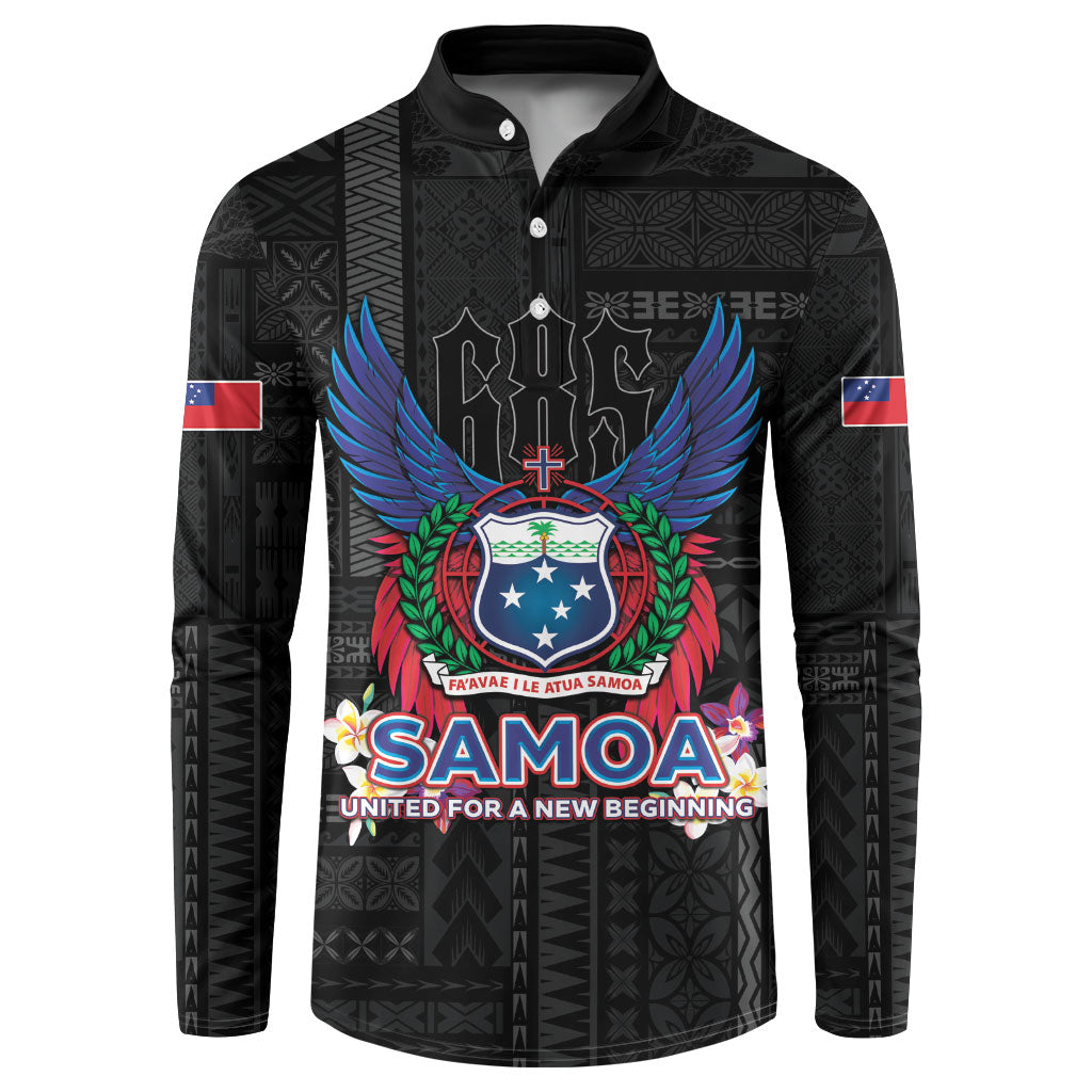 Samoa 64th Independence Anniversary Button Sweatshirt LT05 Black - Polynesian Pride
