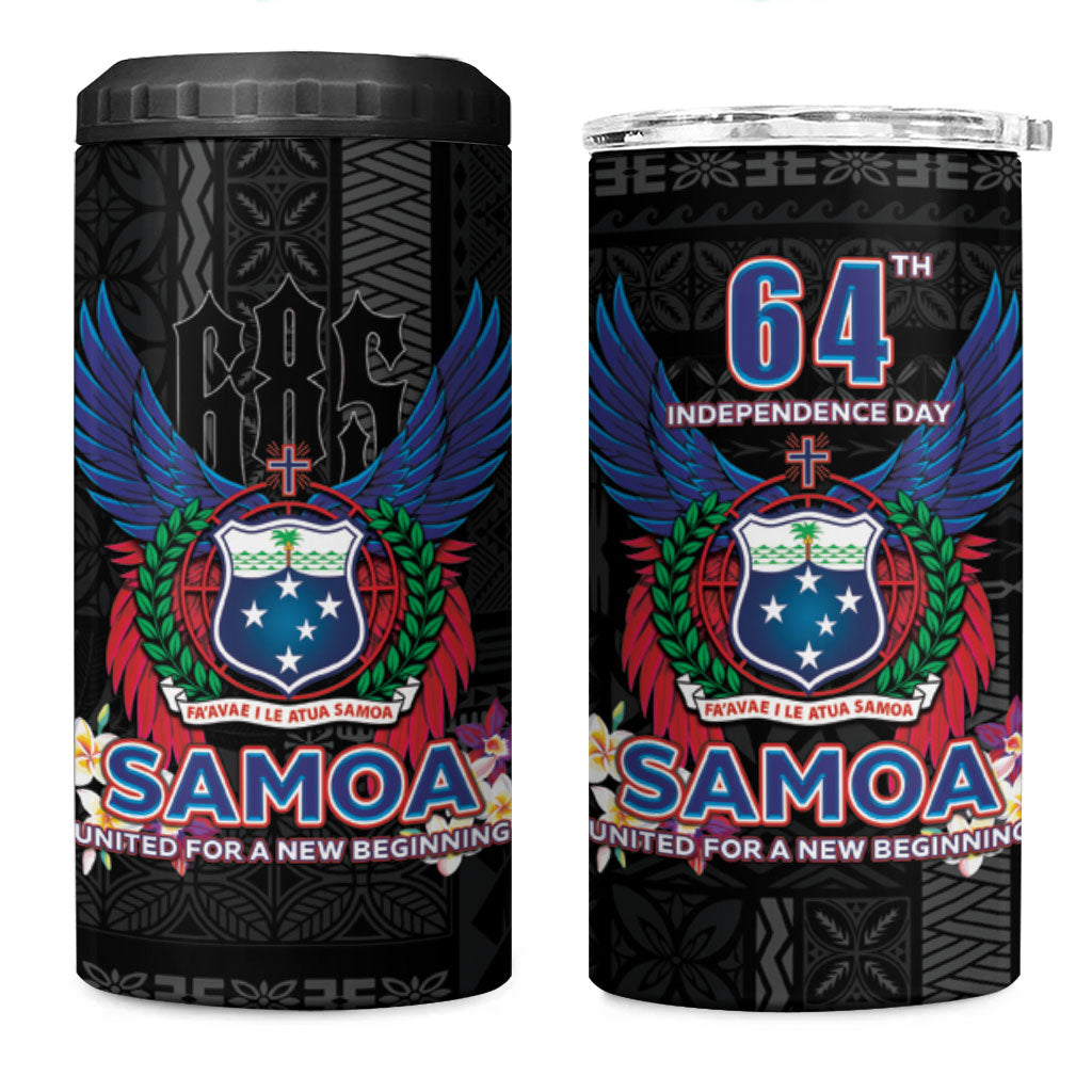 Samoa 64th Independence Anniversary 4 in 1 Can Cooler Tumbler LT05 One Size: 16 oz Black - Polynesian Pride