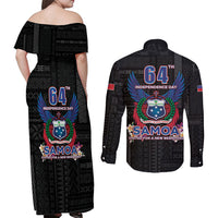 Samoa 64th Independence Anniversary Couples Matching Off Shoulder Maxi Dress and Long Sleeve Button Shirt LT05 - Polynesian Pride