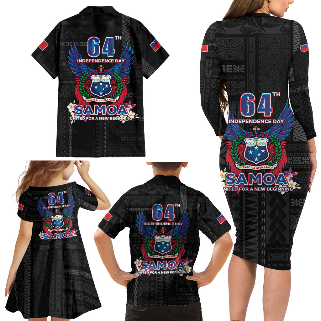 Samoa 64th Independence Anniversary Family Matching Long Sleeve Bodycon Dress and Hawaiian Shirt