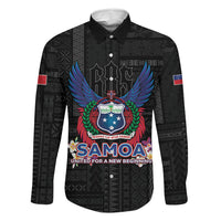 Samoa 64th Independence Anniversary Family Matching Mermaid Dress and Hawaiian Shirt LT05 Dad's Shirt - Long Sleeve Black - Polynesian Pride