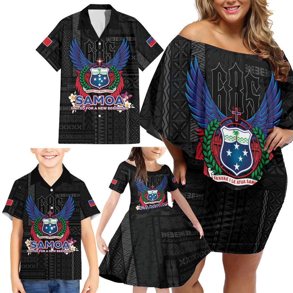 Samoa 64th Independence Anniversary Family Matching Off Shoulder Short Dress and Hawaiian Shirt LT05 - Polynesian Pride
