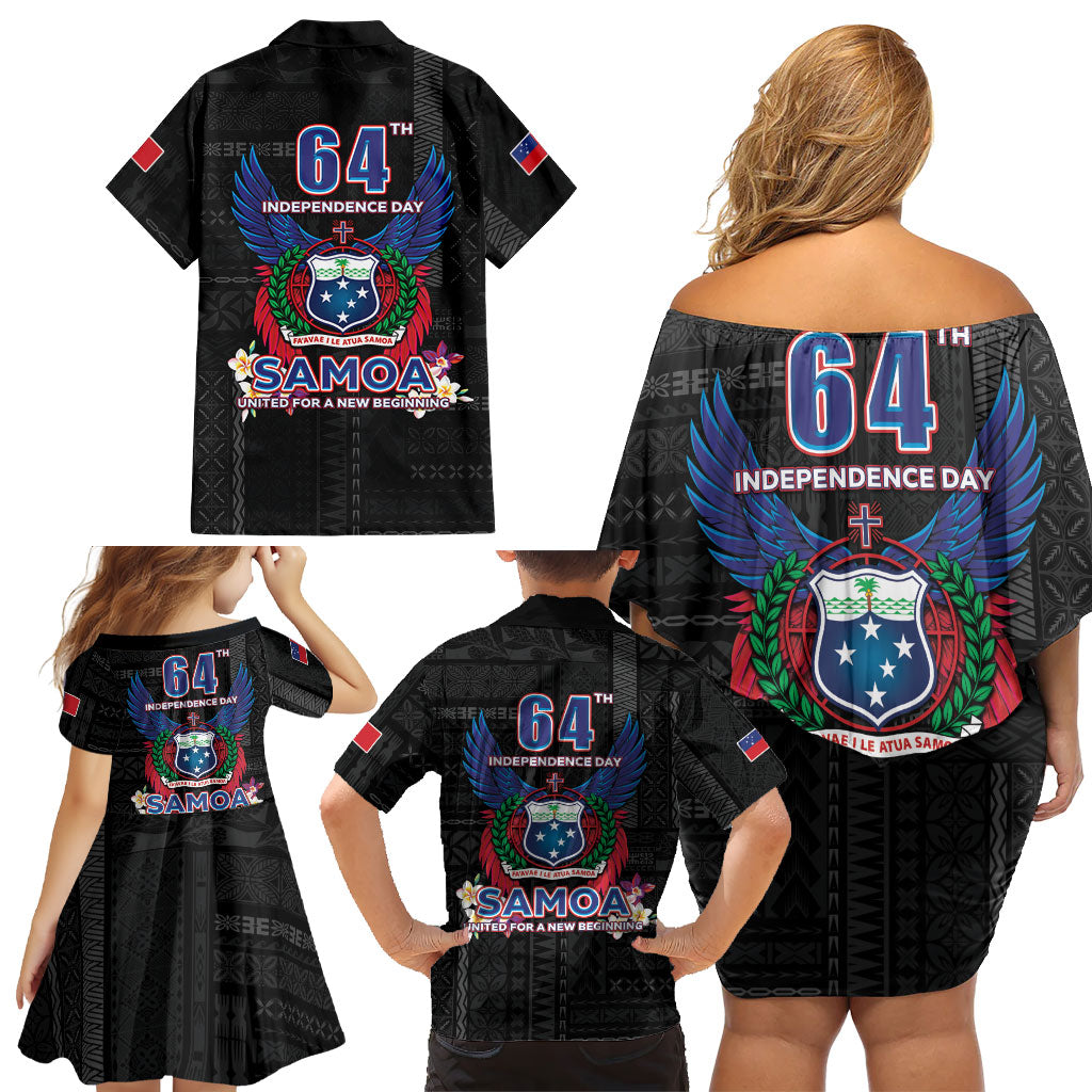 Samoa 64th Independence Anniversary Family Matching Off Shoulder Short Dress and Hawaiian Shirt LT05 - Polynesian Pride