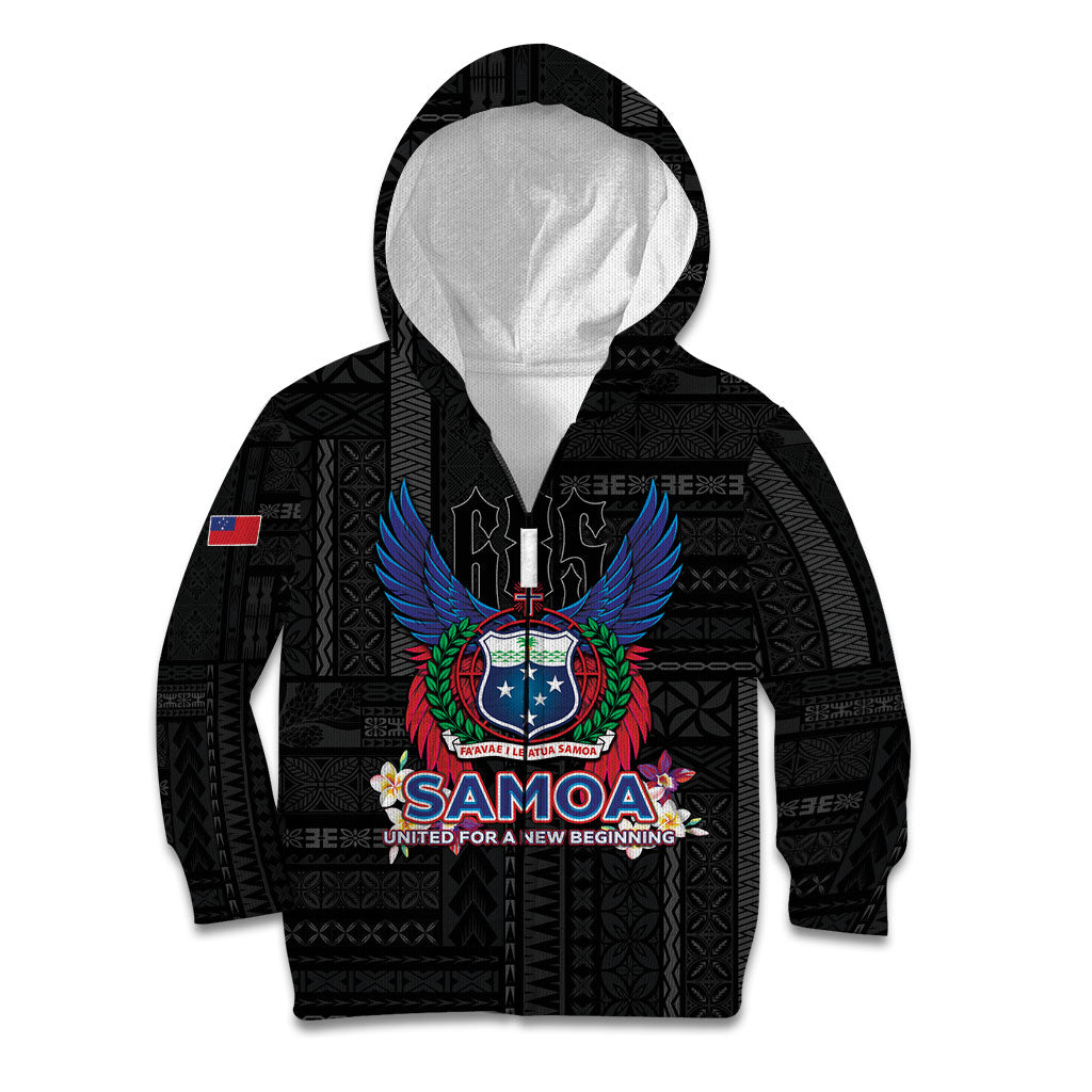 Samoa 64th Independence Anniversary Kid Hoodie LT05 Zip Hoodie Black - Polynesian Pride
