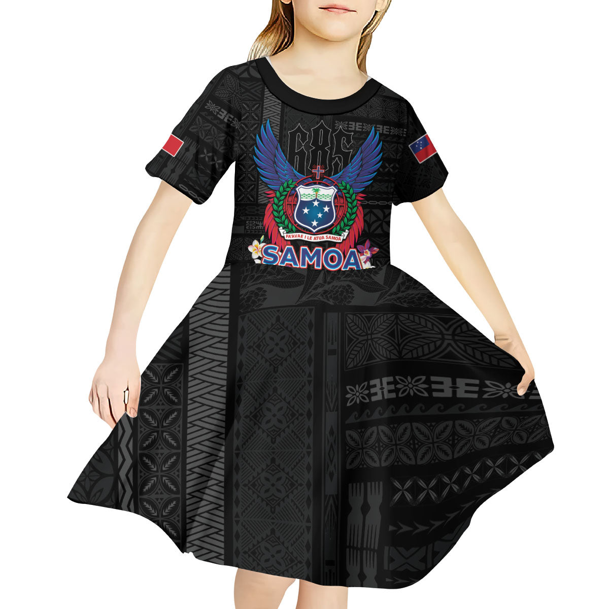 Samoa 64th Independence Anniversary Kid Short Sleeve Dress LT05 - Polynesian Pride
