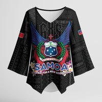 Samoa 64th Independence Anniversary Kimono Sleeve Blouse LT05 Female Black - Polynesian Pride