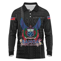 Samoa 64th Independence Anniversary Long Sleeve Polo Shirt LT05 Black - Polynesian Pride