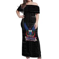 Samoa 64th Independence Anniversary Off Shoulder Maxi Dress LT05 Women Black - Polynesian Pride