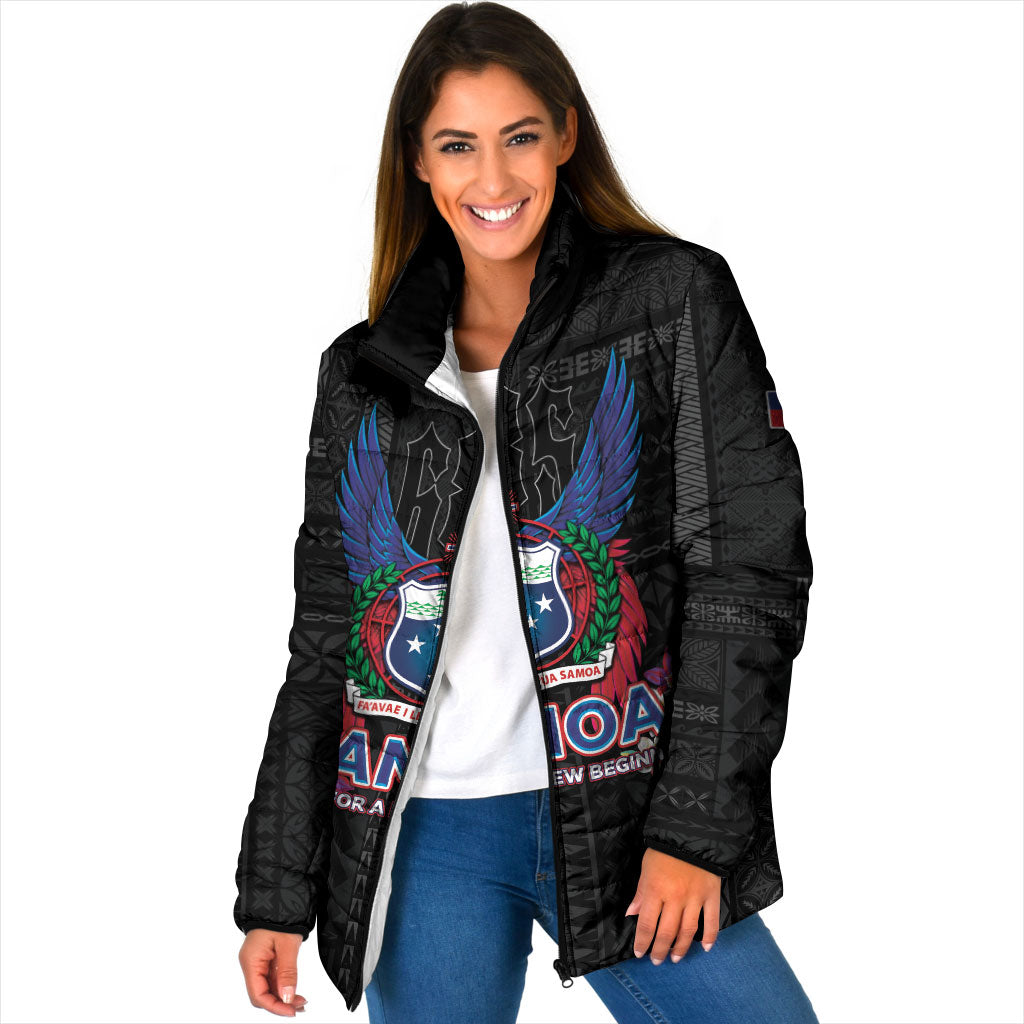 Samoa 64th Independence Anniversary Padded Jacket LT05 Women Black - Polynesian Pride