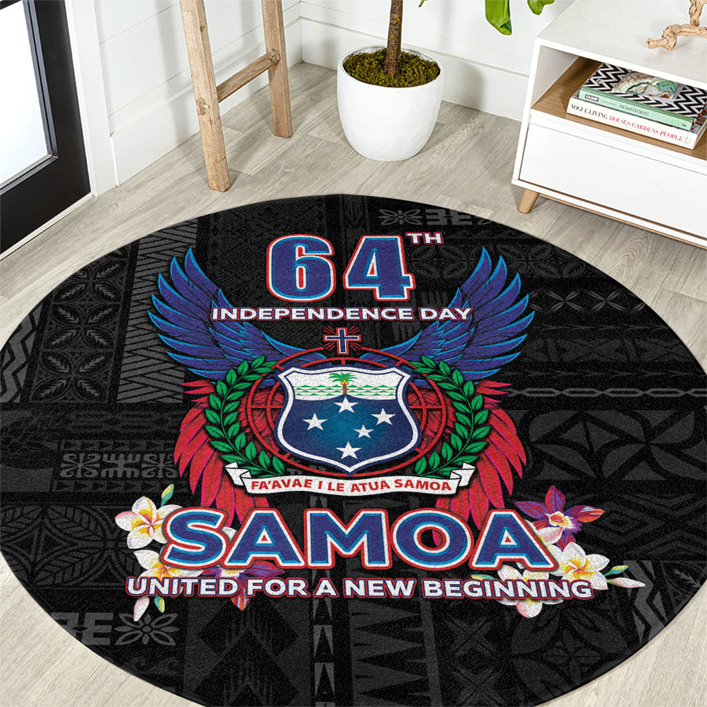Samoa 64th Independence Anniversary Round Carpet LT05 Black - Polynesian Pride