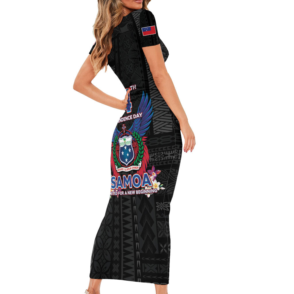 Samoa 64th Independence Anniversary Short Sleeve Bodycon Dress LT05 - Polynesian Pride