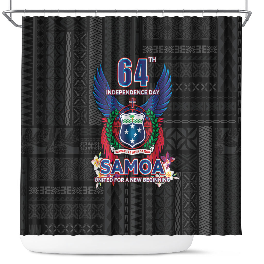 Samoa 64th Independence Anniversary Shower Curtain LT05 Black - Polynesian Pride