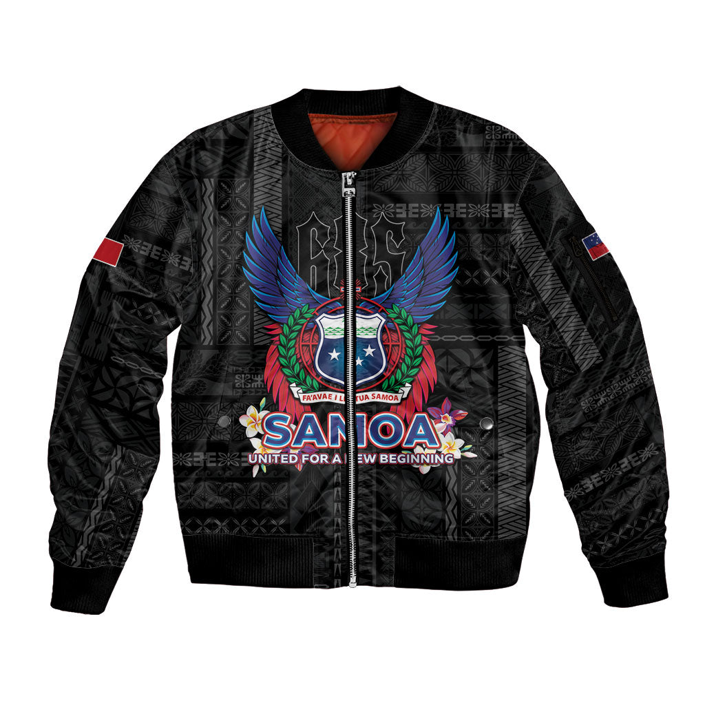 Samoa 64th Independence Anniversary Sleeve Zip Bomber Jacket LT05 Unisex Black - Polynesian Pride