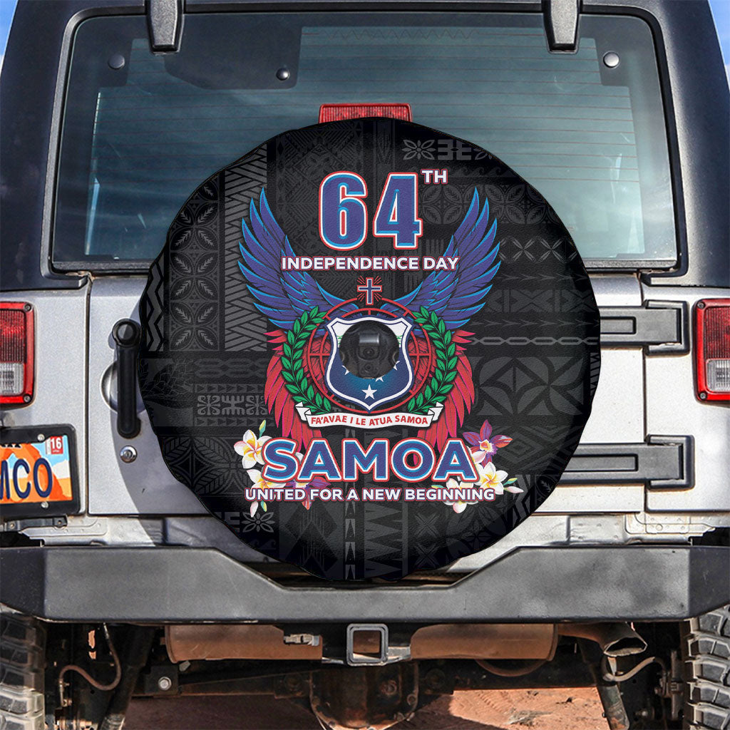 Samoa 64th Independence Anniversary Spare Tire Cover LT05 Black - Polynesian Pride
