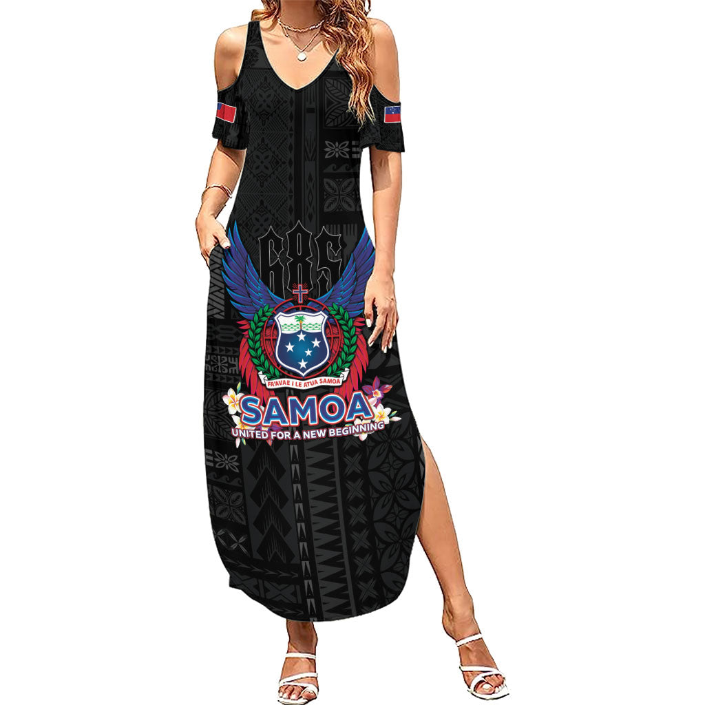 Samoa 64th Independence Anniversary Summer Maxi Dress LT05 Women Black - Polynesian Pride