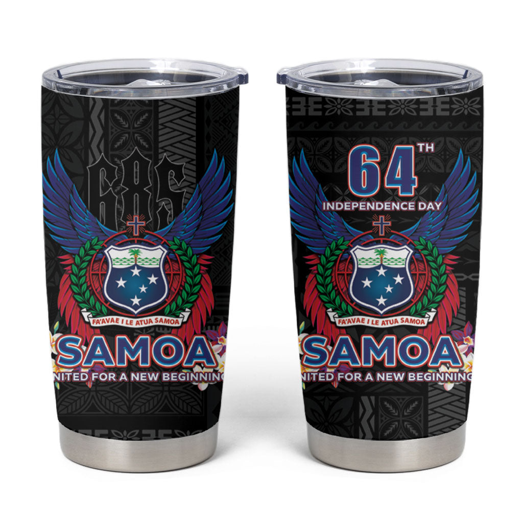 Samoa 64th Independence Anniversary Tumbler Cup LT05 Black - Polynesian Pride