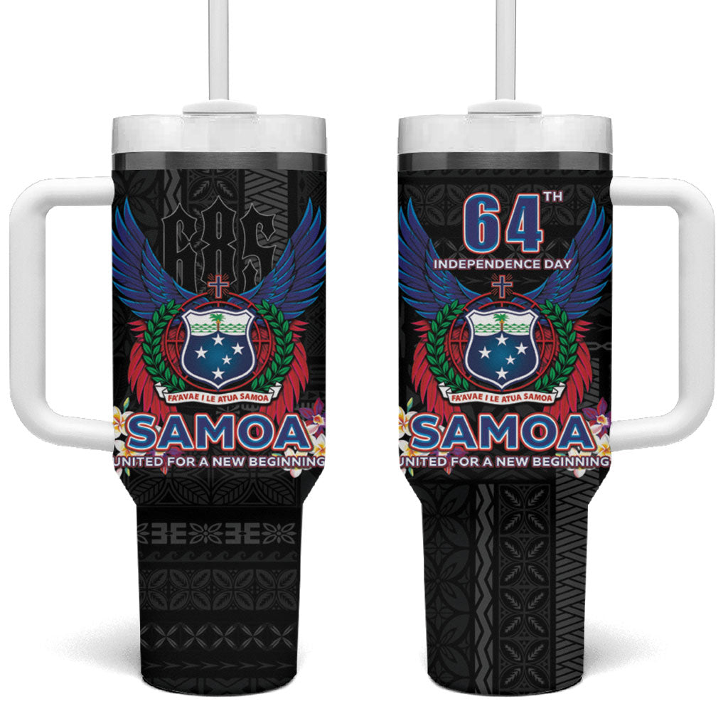 Samoa 64th Independence Anniversary Tumbler With Handle LT05 One Size: 40 oz Black - Polynesian Pride