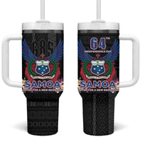 Samoa 64th Independence Anniversary Tumbler With Handle LT05 One Size: 40 oz Black - Polynesian Pride