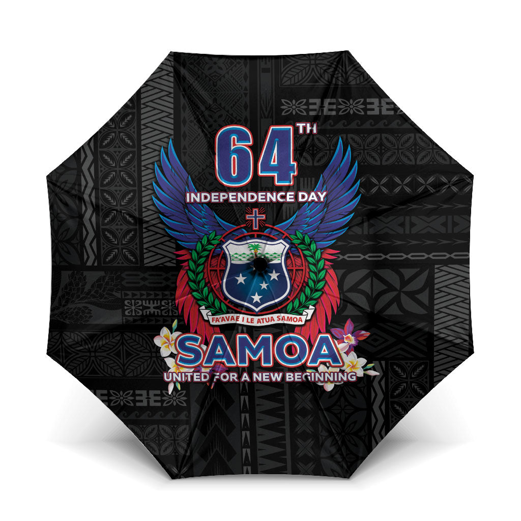 Samoa 64th Independence Anniversary Umbrella LT05 One Size Folded 11.42 inch Opened Diameter 37.4 inch Black - Polynesian Pride