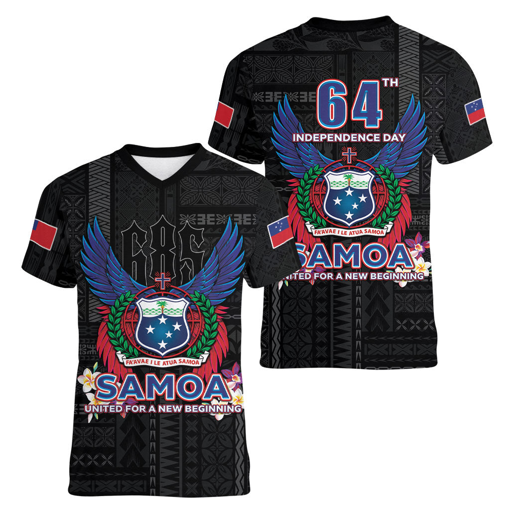 Samoa 64th Independence Anniversary Women V-Neck T-Shirt LT05 - Polynesian Pride