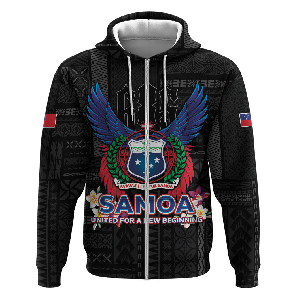 Samoa 64th Independence Anniversary Zip Hoodie LT05 Zip Hoodie Black - Polynesian Pride