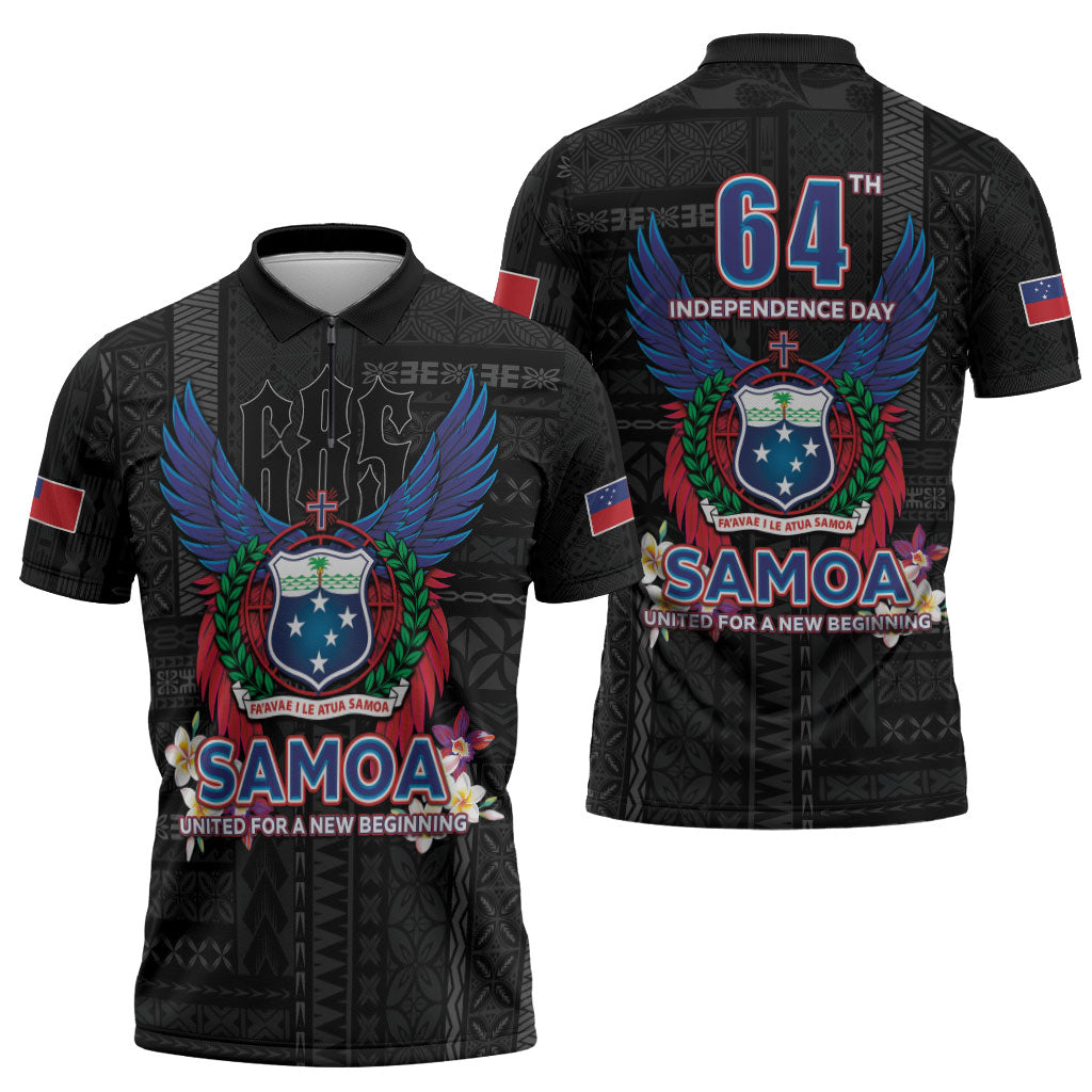 Samoa 64th Independence Anniversary Zipper Polo Shirt LT05 - Polynesian Pride