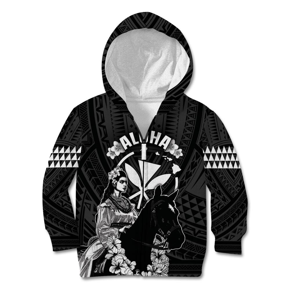 Hawaii King Kamehameha Day Parade Kid Hoodie With Pa'u Riders Plumeria Kakau Tribal Pattern