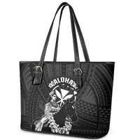 Hawaii King Kamehameha Day Parade Leather Tote Bag With Pa'u Riders Plumeria Kakau Tribal Pattern