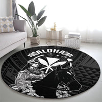 Hawaii King Kamehameha Day Parade Round Carpet With Pa'u Riders Plumeria Kakau Tribal Pattern