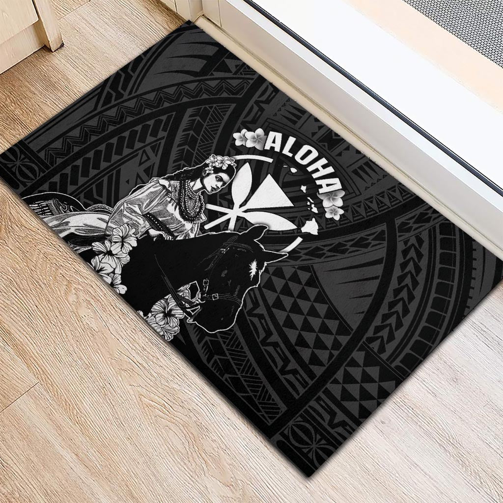 Hawaii King Kamehameha Day Parade Rubber Doormat With Pa'u Riders Plumeria Kakau Tribal Pattern