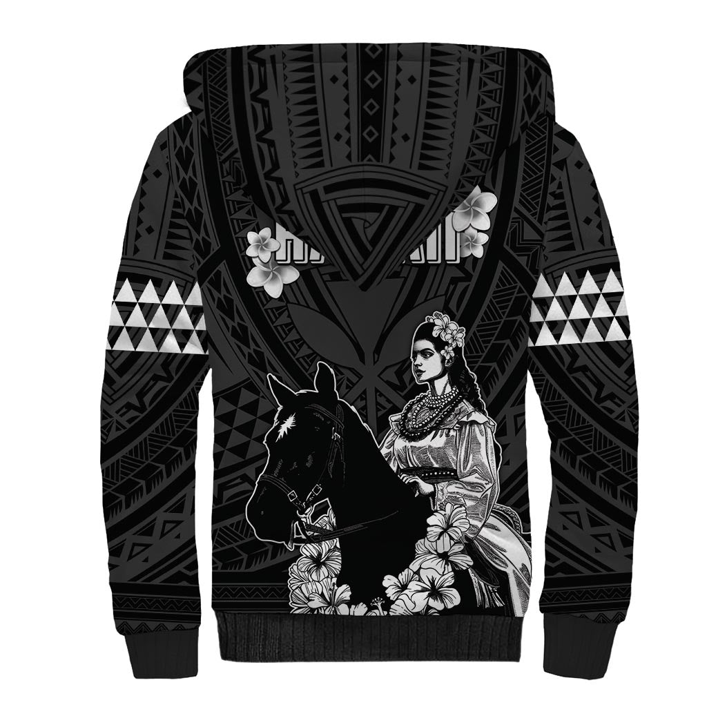 Hawaii King Kamehameha Day Parade Sherpa Hoodie With Pa'u Riders Plumeria Kakau Tribal Pattern