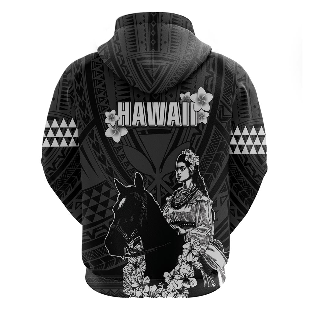 Hawaii King Kamehameha Day Parade Zip Hoodie With Pa'u Riders Plumeria Kakau Tribal Pattern