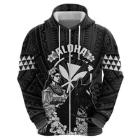 Hawaii King Kamehameha Day Parade Zip Hoodie With Pa'u Riders Plumeria Kakau Tribal Pattern