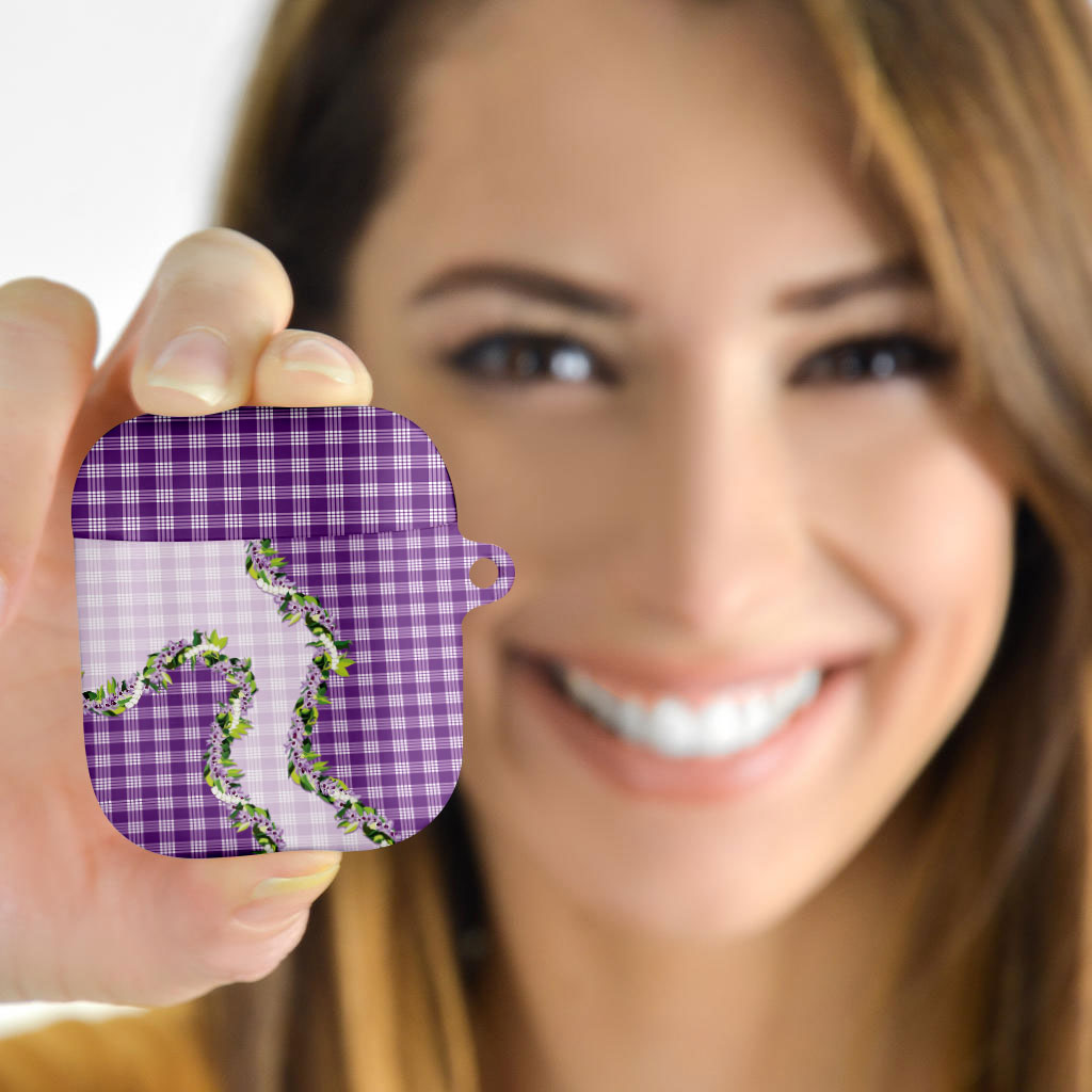 Violet Hawaii Palaka AirPods Case Maile Pikake Honohono Orchid Lei